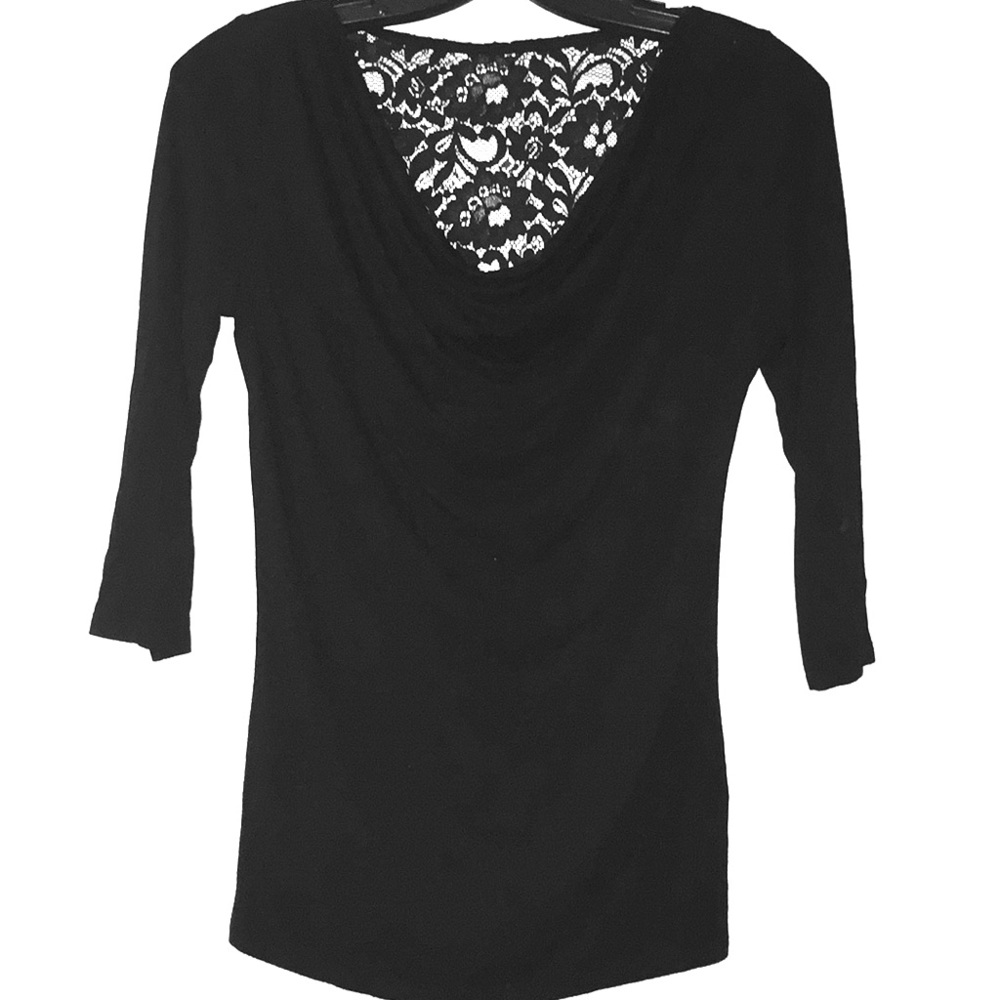 Lace back drape neck top